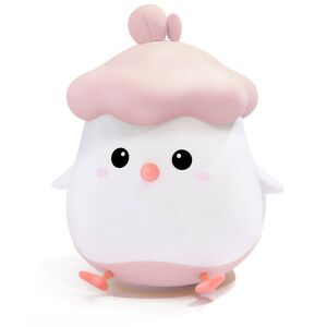 Gyermek éjszakai lámpa, KeepHome, szilikon, érintésérzékelő, csirke minta, meleg fény, szemvédelem, töltés USB-vel, beépített akkumulátor kapacitása 800 mAh, 11 x 10 x 12,4 cm, rózsaszín