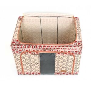 KeepHome Cutie de Depozitare Pliabilă cu Fereastră, 66 L, Bumbac și In, Model Tradițional, 52 x 42 x 39 cm - Depozitare și organizare