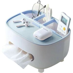 Szalvétatartó, KeepHome, többfunkciós doboz, minimalista kivitel, ABS, személyes tárgyak tartóval, irodába, 21x12x12 cm, kék