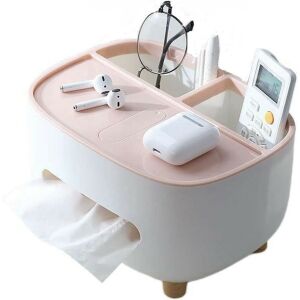 Szalvétatartó, KeepHome, többfunkciós doboz, minimalista dizájn, ABS, személyes tárgyak tartójával, irodába, 21x12x12 cm, rózsaszín