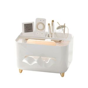 KeepHome Multifunktions-Gewebebox mit Fernbedienungshalter, Stifthalter und Brillenhalter, Weiß - Flippy