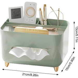 Szalvétatartó, KeepHome, többfunkciós doboz, minimalista kivitel, ABS, személyes tárgyak tartóval, irodába, 21x15x13 cm, zöld