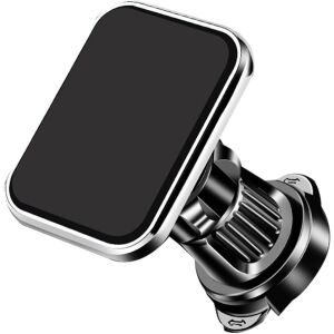 Autós telefontartó, KeepHome, MagSafe, mágnessel, légtelenítő kapocs, finom részletek, 360 fokban forgatható, szilikon mágneses műanyag, 5,1x3,9 cm, fekete ezüst