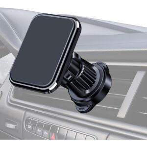 Autós telefontartó, KeepHome, MagSafe, mágnessel, légtelenítő kapocs, finom részletek, 360 fokban forgatható, szilikon műanyag mágnes, 5,1x3,9 cm, fekete