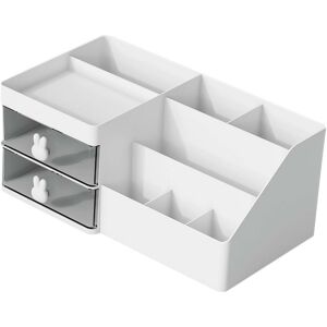 KeepHome íróasztal rendező két fiókkal és több rekeszzel, fehér, nyuszi mintával - Kozmetikai rendszerező