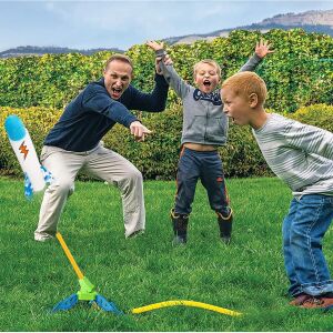 Gyerekjáték, KeepHome, lábfejű rakétavető, szimpla kilövő, 6 rakéta világítás nélkül, 40,5 cm magas, többszínű