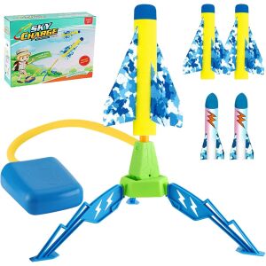 Gyerekjáték, KeepHome, lábfejű rakétavető, szimpla kilövő, 4 rakéta világítás nélkül, 40,5 cm magas, többszínű
