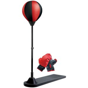 Interaktív játék, KeepHome, lábboksz labdamodell, kesztyűt tartalmaz, állítható magasságú, +3 év, 120 x 25 x 52,5 cm, piros/fekete