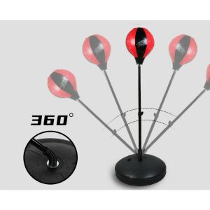 Interaktív játék, KeepHome, bokszlabda modell támasztékkal, kesztyűvel, állítható magasságú, +3 év, 120 x 20 x 23,5 cm, piros/fekete