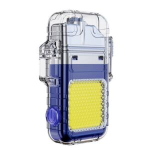 Lantarnă Tip Breloc cu Brichetă, KeepHome, Impermeabilă, 3 Moduri Iluminare, 300 mAh, Încărcare USB-C, COB, Rază de Acțiune 50 - 100 m, Albastru - Lanterne