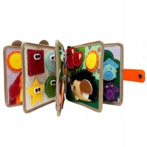 KeepHome Montessori 7in1 érzékszervi könyv, Zsiráf minta, 8 oldal, 3D, levehető elemekkel, Korai tanulási játék - Flippy