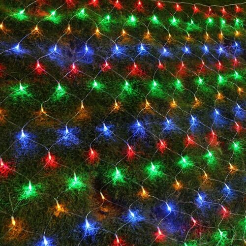 Коледна мрежова светлина KeepHome Flippy 840 LED Многоцветна, Тип Мрежа, 10,5m x 1,5m, 8 Режима на Осветление, Дистанционно Управление, Свързваема, 3m Удължител Включен, Прозрачен Кабел, Close-up