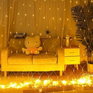 KeepHome Flippy 960 LED Alb Cald Lumini de Crăciun Tip Plasă, 12m x 2m, 8 Moduri de Iluminare, Fir Transparent, Prelungitor 3m Inclus - Ghirlande luminoase