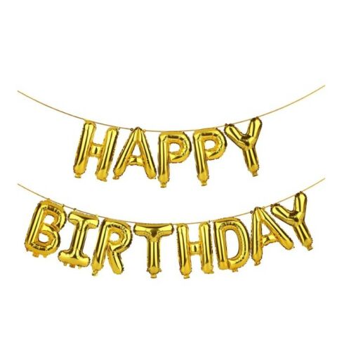 KeepHome Boldog Születésnapot fólia lufi szalag, arany