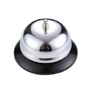 Clopoțel de serviciu din metal argintiu cu bază neagră, marca KeepHome - Sonerii