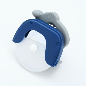 KeepHome kör alakú pizzakés, 11,5 x 12,5 cm, rozsdamentes acél és műanyag, pengevédő sapka, kék