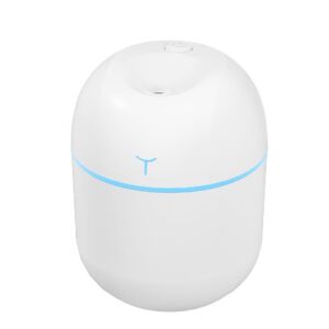 Hordozható mini párásító, KeepHome, 2 üzemmód, aromaterápia, csendes, környezeti fény, USB töltés, 220 ml, 8 x 8 x 10,3 cm, fehér