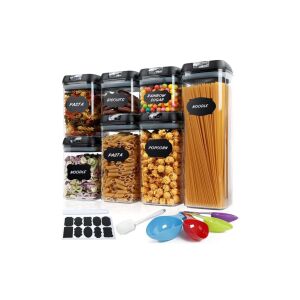 Set de 7 recipiente de depozitare a alimentelor etanșe KeepHome cu pahare de măsurare, etichete și un marker - Cutii alimentare