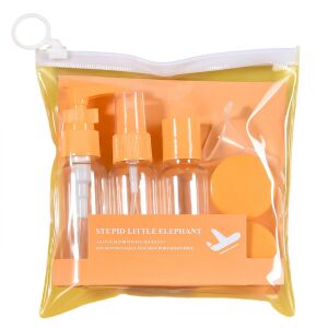 Set Recipiente pentru Cosmetice, KipHome, 5 Piese, cu Gentuta, pentru Calatorii, Reutilizabile, Portocaliu, Material Plastic, 40 ml, 10g 114979754 - Flippy