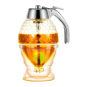 Dispenser de miere KeepHome, fără picături, borcan tip fagure, pentru zahăr și sirop, transparent - Ustensile de bucătărie