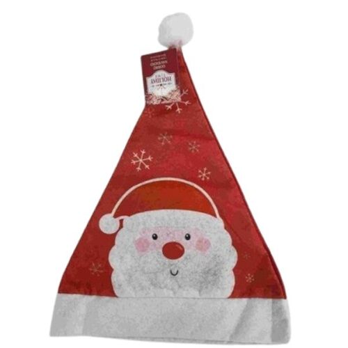 Mikulás sapka, KeepHome, Model 1 Mikulás hópelyhekkel, univerzális méret, textil anyag, 28 x 39 cm, fehér/piros