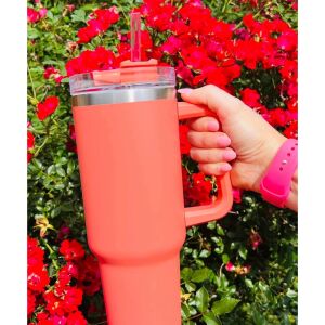 Термос KeepHome оранжев с дръжка и капак, за топли и студени напитки - Термос и държач за напитки