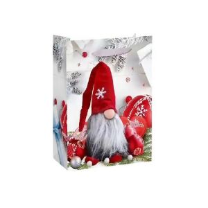 Pungă cadou de Crăciun KeepHome cu design cu gnom și ornamente - Ambalaje cadouri