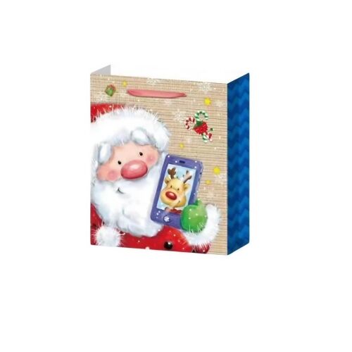 KeepHome karácsonyi ajándéktasak Mikulással, aki szelfit készít egy rénszarvassal