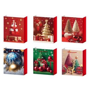 KeepHome Set 6 Pungi Cadou de Crăciun cu Diverse Modele de Brad - Ambalaje cadouri