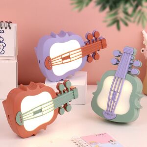 Нощна лампа KeepHome във формата на цигулка, пакет от 3, лилава, зелена, оранжева, зареждане с USB, защита за очи, топла светлина - Нощна лампа, проектор