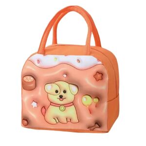 KeepHome hőszigetelt uzsonnás táska gyerekeknek, 3D rajzfilm kiskutya mintával, barna - Uzsonnás táska