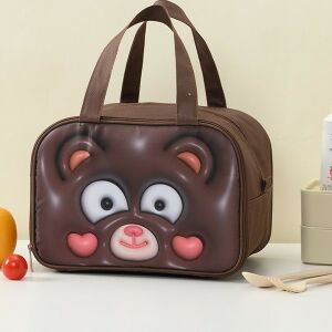 KeepHome 3D rajzfilm medve hőszigetelt ebédtáska gyerekeknek, barna - Uzsonnás táska