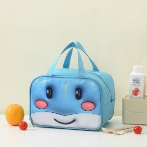 KeepHome Geantă de prânz izolată cu design de balenă 3D pentru copii, albastru - Transportatori de alimente și băuturi