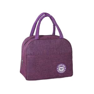 Лилава KeepHome изолирана чанта за обяд с лого на панда, с отделения, водоустойчива, с дръжки, външен джоб, 22x14x19 cm - Flippy