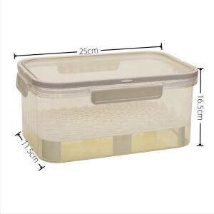 Cutie de depozitare portabilă KeepHome cu separator pentru gheață și scurgere, menține alimentele reci, cutie de prânz, 25x16.5x11.5 cm, gri/transparent - Cutii alimentare