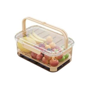 KeepHome Cutie de Depozitare Portabilă cu Separator pentru Gheață și Scurgere, Menține Rece, Caserolă Prânz, 25x16.5x11.5 cm, Crem/Transparent - Cutii alimentare