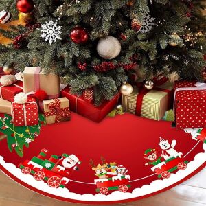 Covoraș brad Crăciun KipHome cu design sania lui Moș Crăciun, roșu - Flippy Decorațiuni de Crăciun