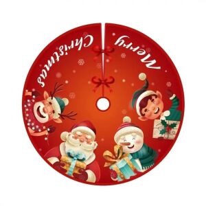 Covoras pentru brad KipHome cu design Mos Craciun, ren, elf si om de zapada - Flippy Decorațiuni de Crăciun