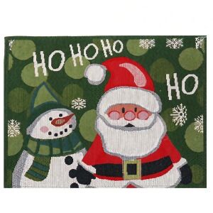 Asztali szalvéta, KeepHome, Mikulás minta, HoHoHo felirat, karácsonyi téma, asztaltörlő, pamut és szintetikus szálak, 43x33 cm, zöld 114981619 - Tányéralátét