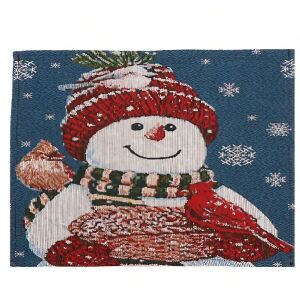 Asztali szalvéta, KeepHome, hóember és hóember modell, karácsonyi téma, asztaltörlő, pamut és műszálas, 43x33 cm, kék 114981786 - Tányéralátét