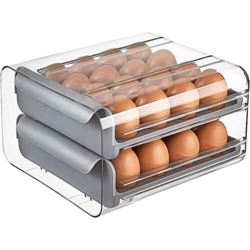 Tojástartó, KeepHome, Kétrétegű, 32 db tojás, 23,5x21,5 cm, műanyag, szürke 114982682
