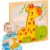 KeepHome Fa puzzle din lemn pentru copii, Girafa, 3D, 4 piese, Multicolor