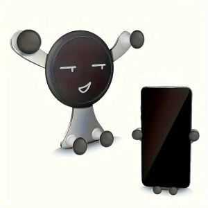 Telefontartó, KeepHome, szellőztetéshez, ABS-ből és szilikonból, 11 x 10 x 4 cm, 4,0 - 6,0 hüvelykes telefonhoz, mosolygó arcmodell, ezüst