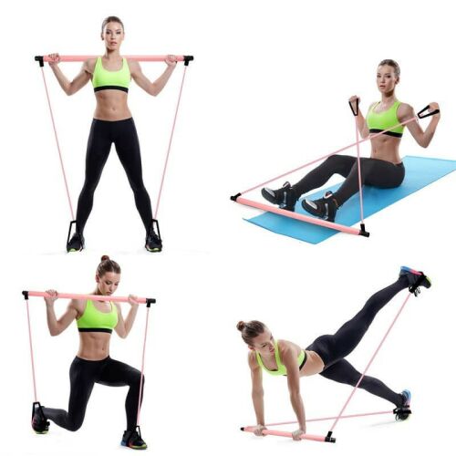 Pilates rúd ellenállás szalagokkal - Teljes test edzés - Expander és gumiszalag