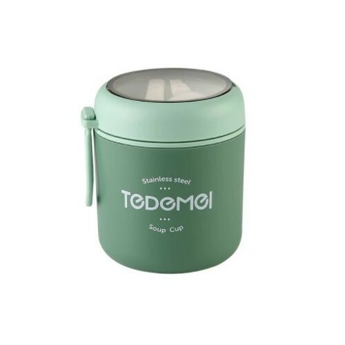 Rozsdamentes acél ételhordó termosz beépített kanállal, hőtartó ételtároló edény piknikhez és utazáshoz 114984072