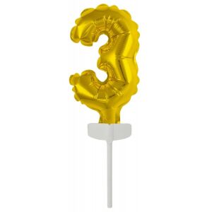 Numere Gold, Balon folie cu cifra 3 auriu pentru tort 13 cm 114992336 - Decoratii si echipamente pentru petreceri