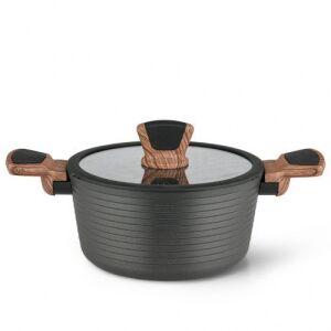 Fissman Diamant 2,6L Aluminium Topf mit Glasdeckel und Holzgriffen - Töpfe