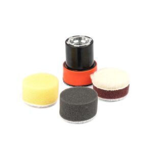 Set mit 4 Polierzubehörteilen, 3 Schwämmen und einer Unterlage, 30 x 15 mm, Amio