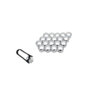 Satz mit 20 verchromten Bolzenabdeckungen 19 mm + Mega Drive Zange 114996603 - Radschrauben