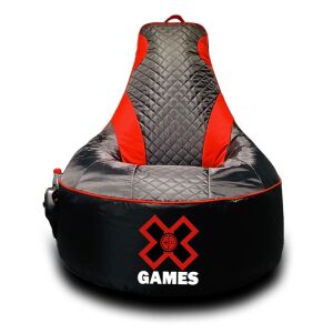 Gamer babzsákfotel, fekete és piros, X Games logó - Bútor